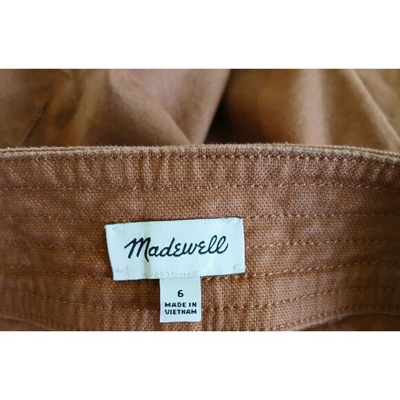 Madewell Mini Skirt Cotton A-Line Button Up Fringed Bottom Raw Hemline Size 6 - Picture 4 of 5